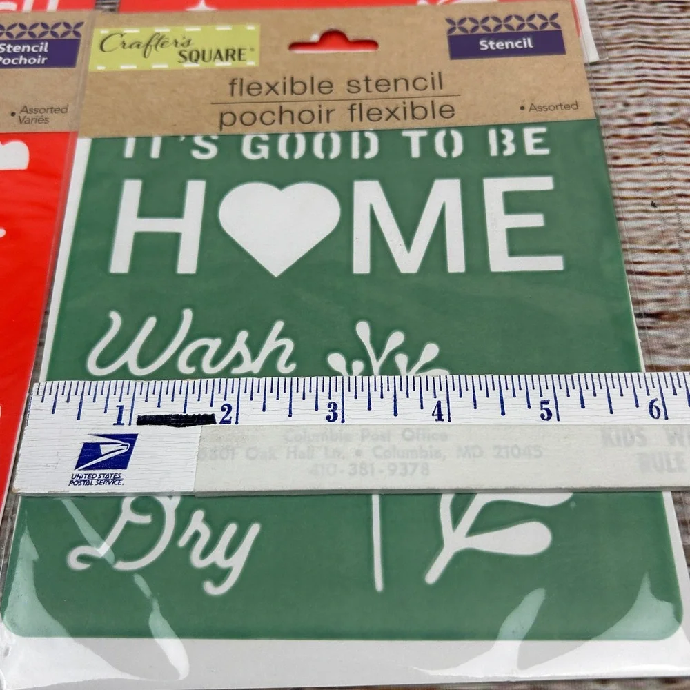 Crafter's Square Flexible Stencils 4-Pack‎ Coffee Unicorn Happy Home 6x5.5